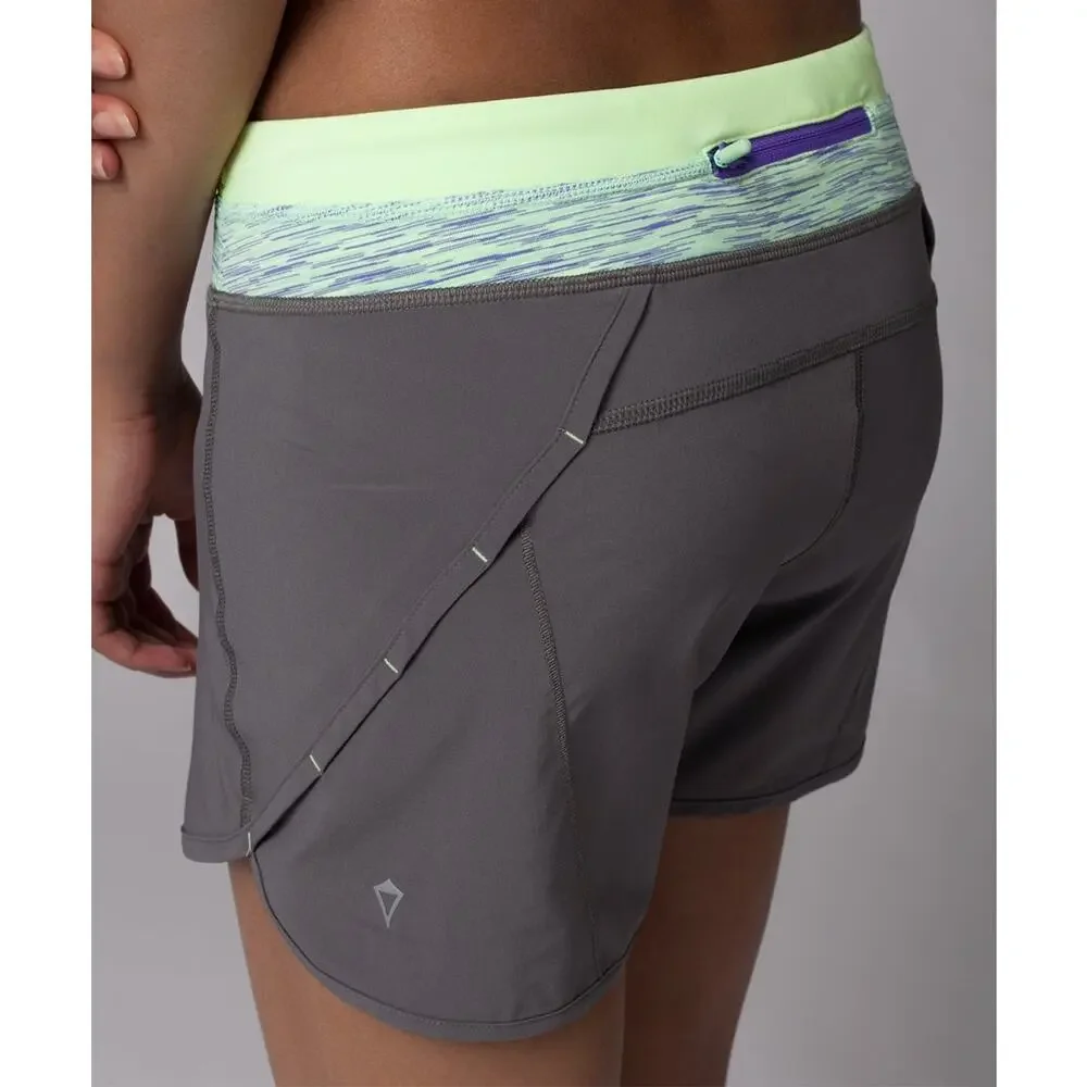 Lululemon Ivivva Slate & Faded Zap Fresh Teal Relay Racer Shorts Swift